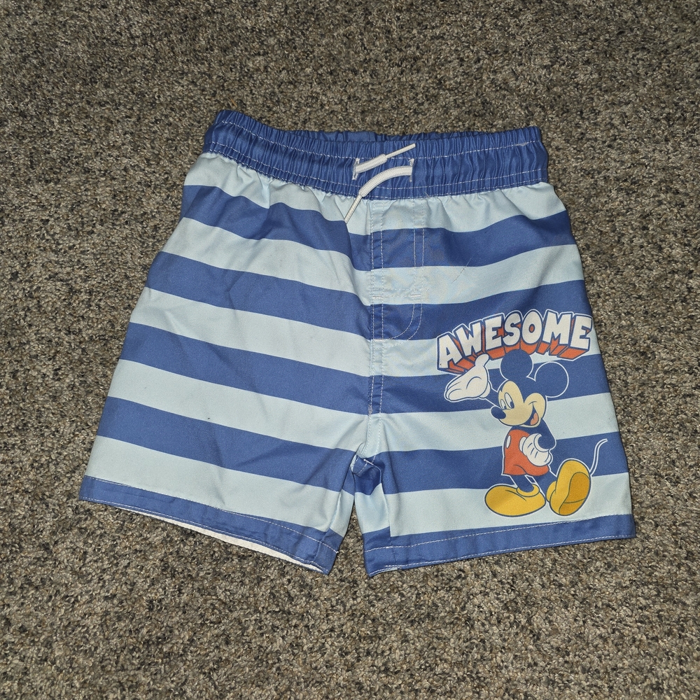 Disney Blue Striped Mickey Mouse Swim Shorts